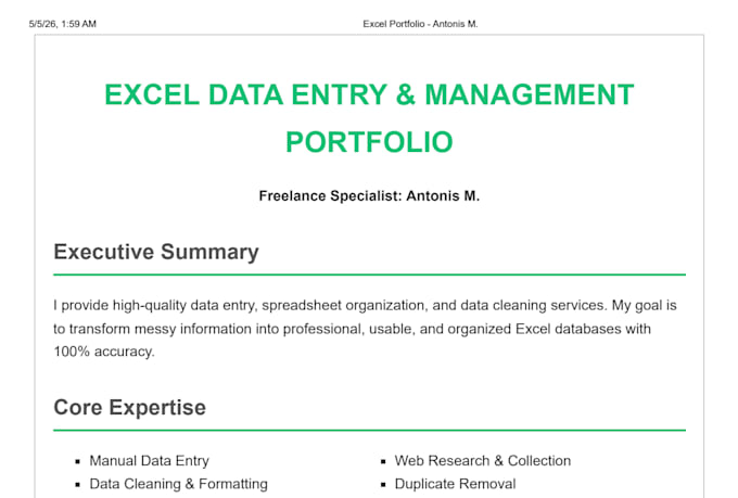 do accurate manual data entry and excel typing